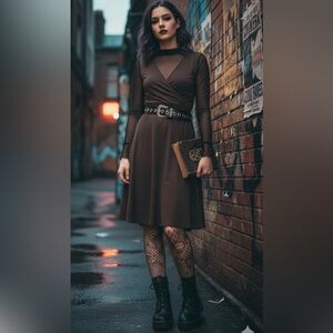 White Birch Elegant Black Long Sleeve Dress